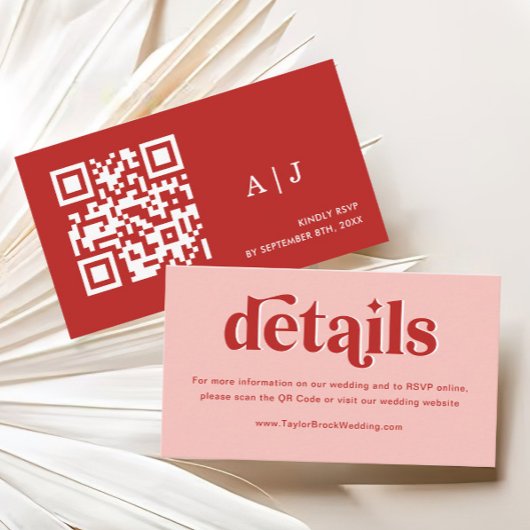 Rosa und Rote Hochzeit Begleitkarte