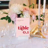 Rosa und Rote Hochzeit Tischnummer