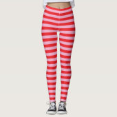 Rosa und rote horizontale Streifen Leggings (Vorderseite)