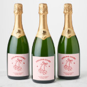 Rosa und Rote Kirsche Bachelorette Champagnerlabel Schaumweinetikett (Flaschen)