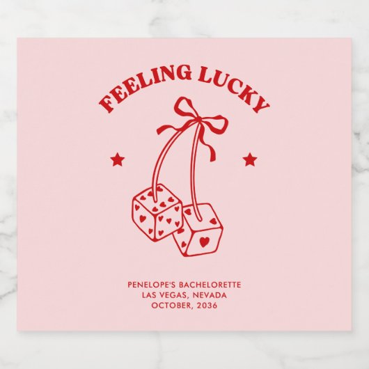 Rosa und Rote Kirsche Bachelorette Champagnerlabel Schaumweinetikett (Einzelnes Label)