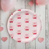 Rosa und Rote Kirsche Geburtstag Pappteller