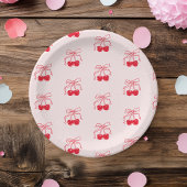 Rosa und Rote Kirsche Geburtstag Pappteller
