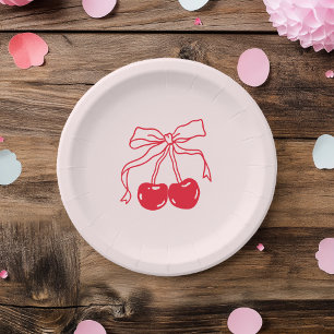 Rosa und Rote Kirsche Geburtstag Pappteller