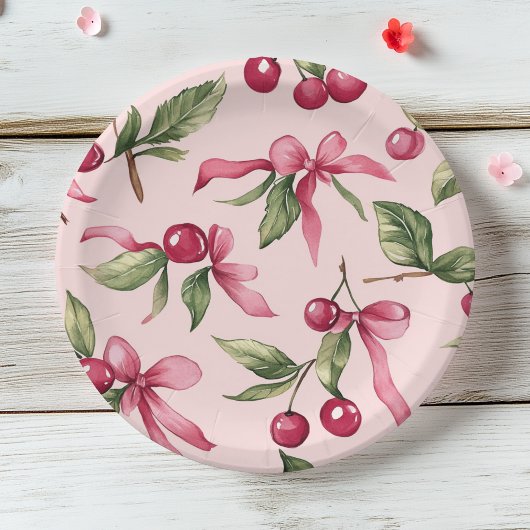 Rosa und Rote Kirsche Geburtstag Pappteller
