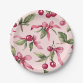 Rosa und Rote Kirsche Geburtstag Pappteller (Vorderseite)