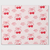 Rosa und Rote Kirsche Glückwunsch zum Geburtstag Geschenkpapier (Flach)