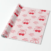 Rosa und Rote Kirsche Glückwunsch zum Geburtstag Geschenkpapier (Ungerollt)