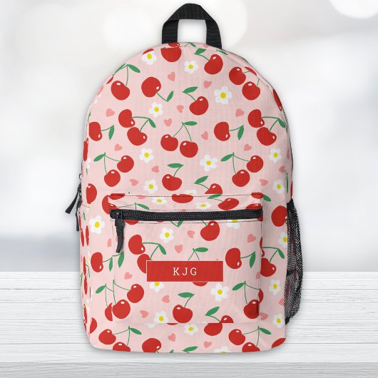 Rosa und Rote Kirsche | Hintergrundmuster-Backpack Bedruckter Rucksack