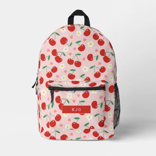 Rosa und Rote Kirsche | Hintergrundmuster-Backpack Bedruckter Rucksack (Vorderseite)