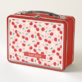 Rosa und Rote Kirsche | Hintergrundmuster-Backpack Metall Brotdose (Vorderseite)