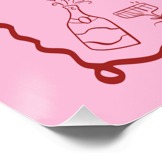 Rosa und Rote Kirsche Junggeselinnen-Abschied Woch Poster (Ecke)