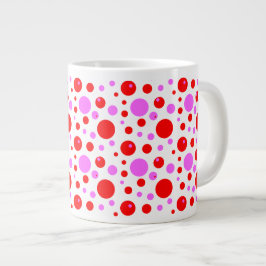 Rosa und rote Kreise und Polka-Punkte Jumbo-Tasse