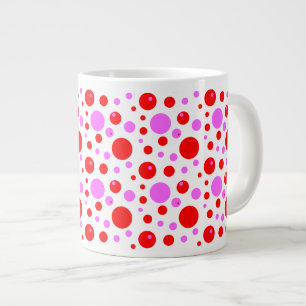 Rosa und rote Kreise und Punkte Jumbo-Tasse