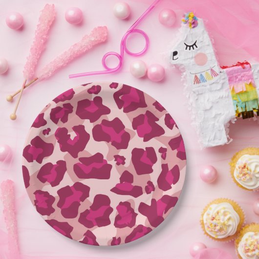 Rosa und rote Leoparden Pappteller (Party)