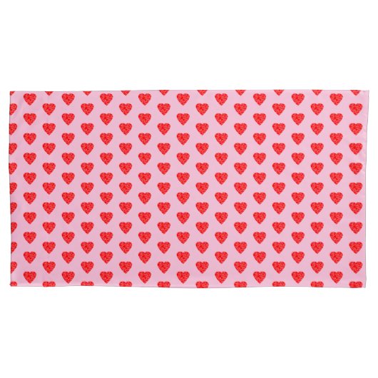 Rosa und rote Liebe Herzmuster Kissenbezug (Vorderseite-Links)
