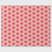 Rosa und rote Liebesherzen gemustert Geschenkpapier (Flach)