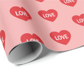 Rosa und rote Liebesherzen gemustert Geschenkpapier (Rolleneckpunkt)