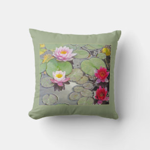 Rosa und rote Lilien Kissen