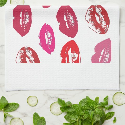 rosa und rote Lippen Handtuch (Gefaltet)