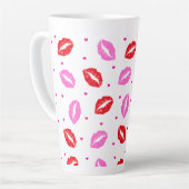 Rosa und rote Lippen und Herz-Keramik Latte Tasse (Linke Ecke)