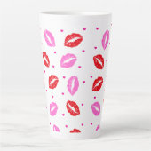 Rosa und rote Lippen und Herz-Keramik Latte Tasse (Vorderseite)