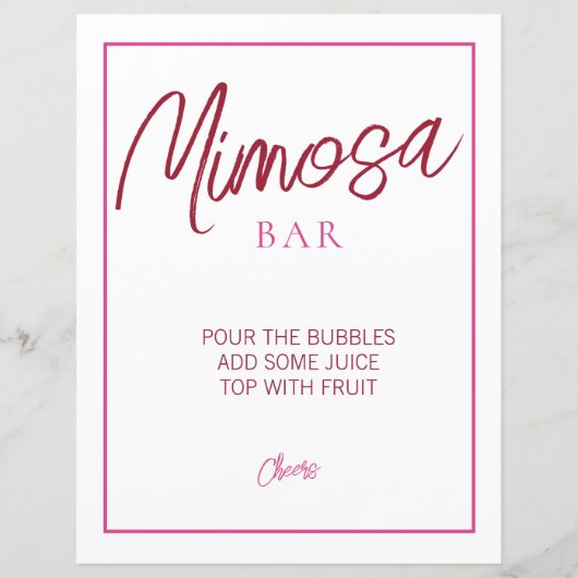 Rosa und Rote Mimosa Bar Sign (Vorderseite)