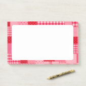 Rosa und rote Patchwork-Personalisierung Post-it Klebezettel (Auf Schreibtisch)