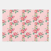 Rosa und Rote Peony Chinoiserie Blumen Geschenkpapier Set (Vorderseite 3)