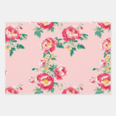 Rosa und Rote Peony Chinoiserie Blumen Geschenkpapier Set (Vorderseite 2)