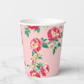 Rosa und Rote Peony Chinoiserie Blumen Pappbecher (Rückseite)