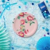 Rosa und Rote Peony Chinoiserie Blumen Pappteller (Party)