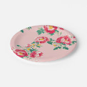 Rosa und Rote Peony Chinoiserie Blumen Pappteller (Schrägansicht)