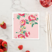 Rosa und Rote Peony Chinoiserie Blumen Serviette (Beispiel)