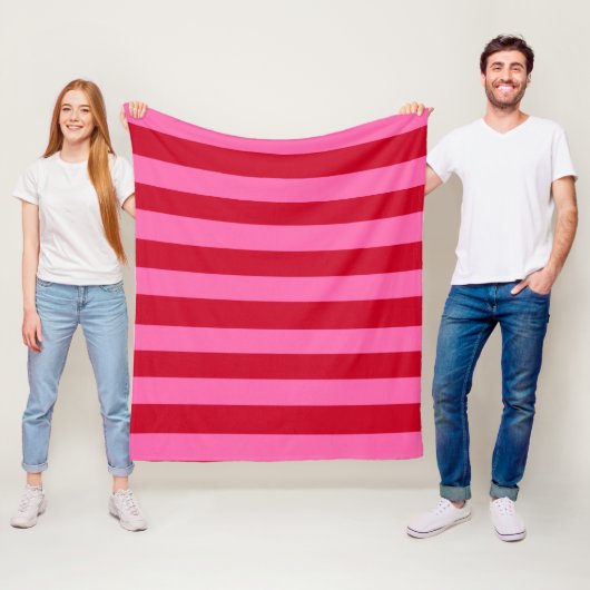 Rosa und rote Pfefferminzstreifen Fleecedecke (Beispiel)
