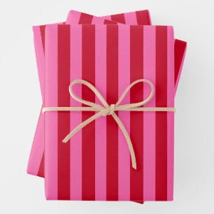 Rosa und rote Pfefferminzstreifen Geschenkpapier Set