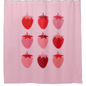 Rosa und Rote, Preppy-Ästhetische Erdbeeren Duschvorhang (Vorderseite)