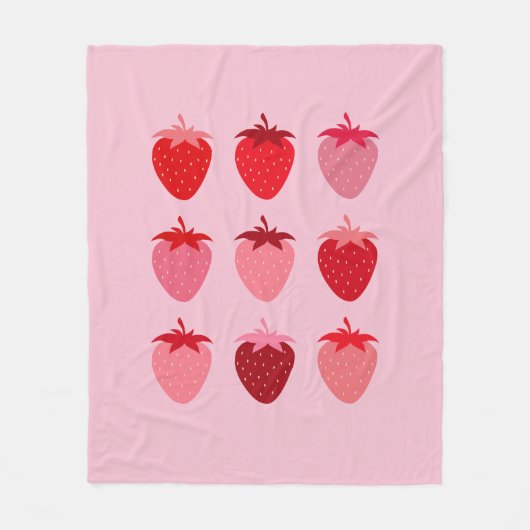 Rosa und Rote, Preppy-Ästhetische Erdbeeren Fleecedecke (Vorderseite)