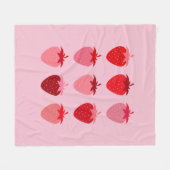 Rosa und Rote, Preppy-Ästhetische Erdbeeren Fleecedecke (Vorderseite (Horizontal))