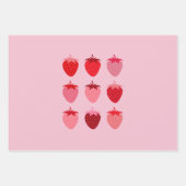 Rosa und Rote, Preppy-Ästhetische Erdbeeren Geschenkpapier Set (Vorderseite)