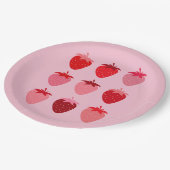 Rosa und Rote, Preppy-Ästhetische Erdbeeren Pappteller (Schrägansicht)