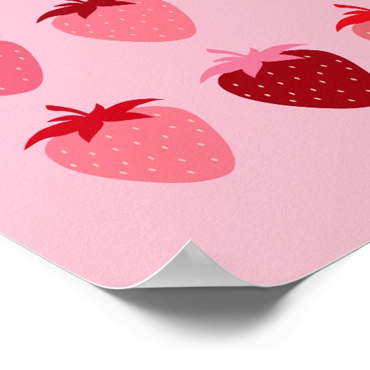 Rosa und Rote, Preppy-Ästhetische Erdbeeren Poster (Ecke)