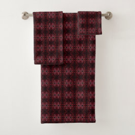 Rosa und rote Punkte und Wellentinien-Muster auf S Badhandtuch Set