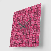 Rosa und rote Quadrate Funke Wall Clock Quadratische Wanduhr (Winkel)