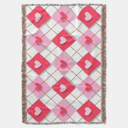 Rosa und rote Raute Herz Decke (Vorderseite Vertikal)