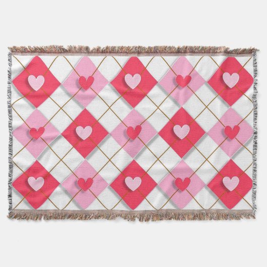 Rosa und rote Raute Herz Decke (Vorderseite)