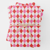 Rosa und rote Raute Weihnachten Geschenkpapier Set (Beispiel)
