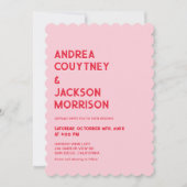 Rosa und rote Retro-Hochzeit Einladung (Vorderseite)