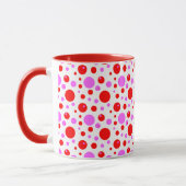 Rosa und rote Retro-Polka-Punkte Tasse (Links)