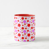 Rosa und rote Retro-Polka-Punkte Tasse (Zentrum)